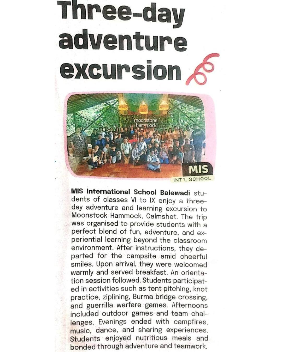 Three-day adventure execursion