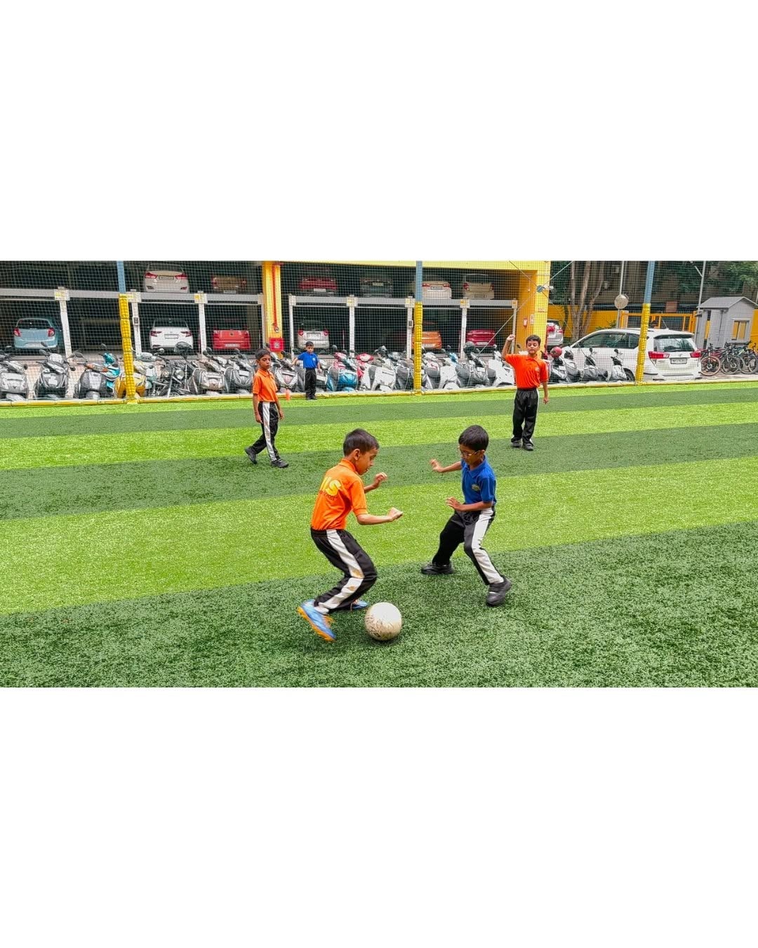Football on the turf at MIS International School, Pune