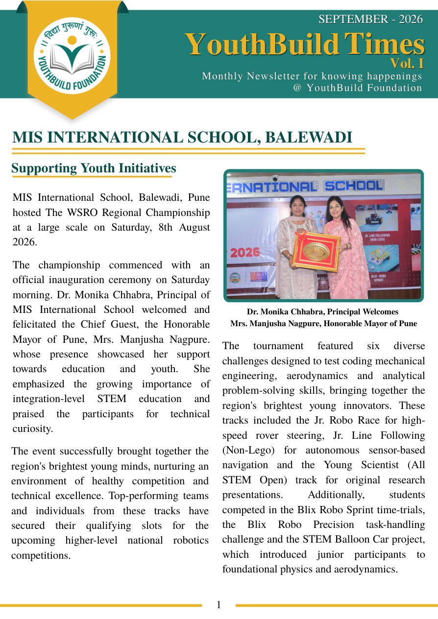 YouthBuild Times September 2026 newsletter cover